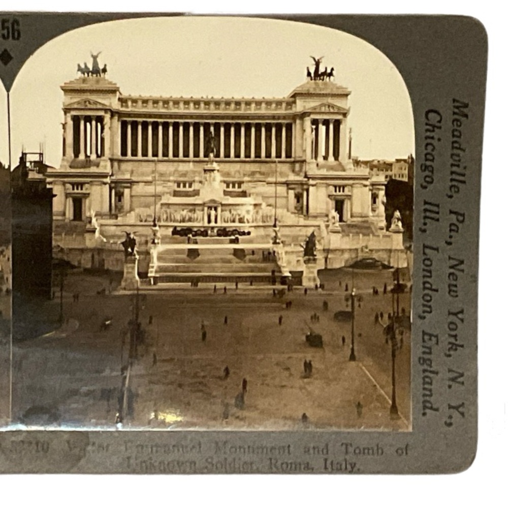 Vintage Stereoscope Stereoview Cards Italy - Taormina, Rome Victor Emmanuel. - Picture 4 of 4